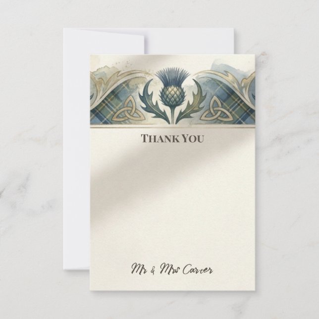 Tarjeta de agradecimiento de boda de Cardo Azul (Anverso)