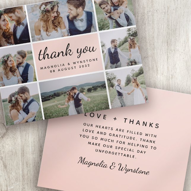 Tarjeta de agradecimiento de Boda de Collage de fo (Subido por el creador)