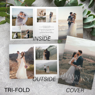 Tarjeta de agradecimiento de boda de collage multi