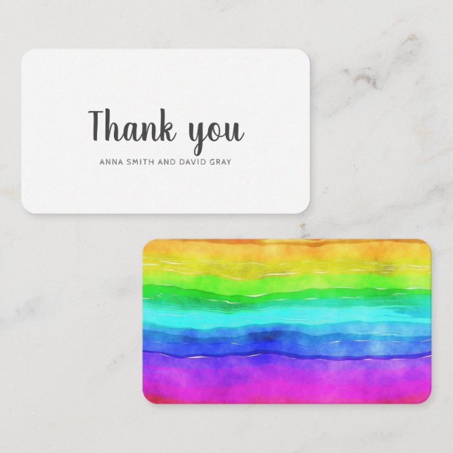 Tarjeta de agradecimiento de Boda de color arcoiri (Anverso / Reverso)