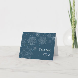 Tarjeta de agradecimiento de boda de copos de niev