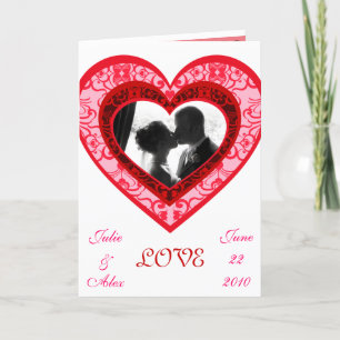 Tarjeta de agradecimiento de boda de corazón de Da