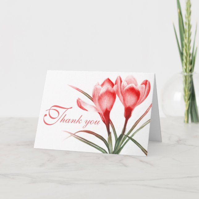 Tarjeta de agradecimiento de boda de crocus rosa r (Anverso)