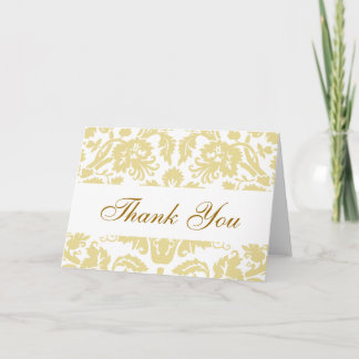 Tarjeta de agradecimiento de boda de Damasco Crema