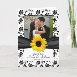 Tarjeta de agradecimiento de boda de damasco de gi