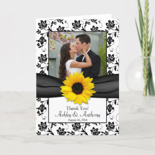 Tarjeta de agradecimiento de boda de damasco de gi