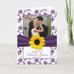 Tarjeta de agradecimiento de boda de Damasco Viole