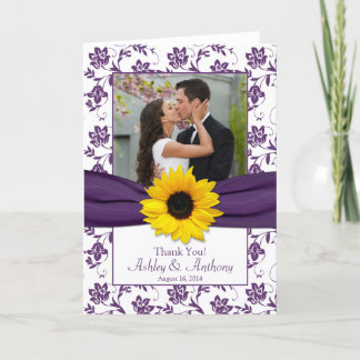 Tarjeta de agradecimiento de boda de Damasco Viole