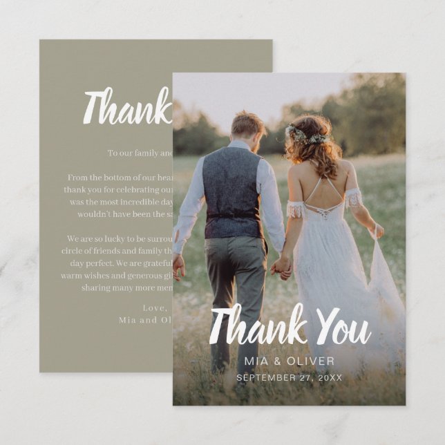 Tarjeta de agradecimiento de Boda de doble cara co (Anverso / Reverso)