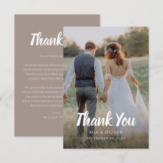 Tarjeta de agradecimiento de Boda de doble cara co (Anverso / Reverso)