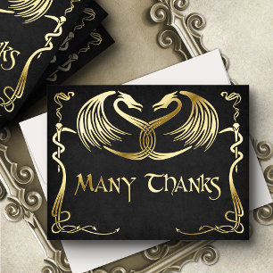 Tarjeta de agradecimiento de boda de dragón de fan