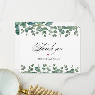 Tarjeta de agradecimiento de boda de elegante vege