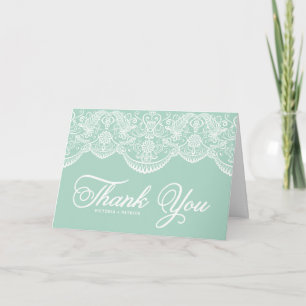 Tarjeta de agradecimiento de boda de encaje de bro