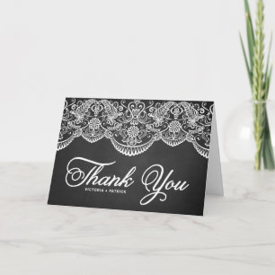 Tarjeta de agradecimiento de boda de encaje de bro