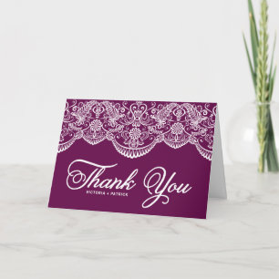 Tarjeta de agradecimiento de boda de encaje de bro