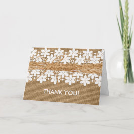 Tarjeta de agradecimiento de boda de encaje rústic