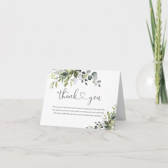 Tarjeta de agradecimiento de boda de eucalipto (Anverso)