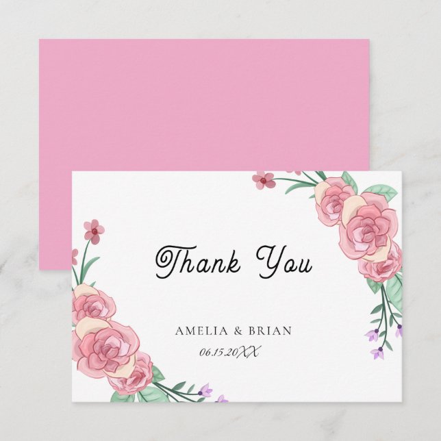 Tarjeta de agradecimiento de boda de eucalipto flo (Anverso / Reverso)