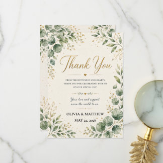 Tarjeta de agradecimiento de boda de eucalipto ver