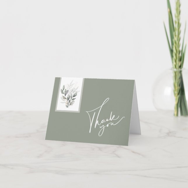 Tarjeta de agradecimiento de boda de eucalipto ver (Anverso)