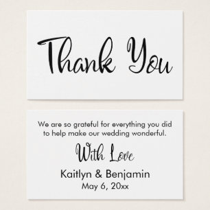 Tarjeta de agradecimiento de boda de favor de etiq
