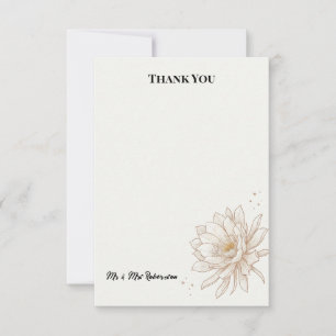 Tarjeta de agradecimiento de boda de flor botánica