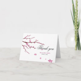 Tarjeta de agradecimiento de boda de flor de cerez