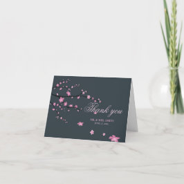 Tarjeta de agradecimiento de boda de flor de cerez