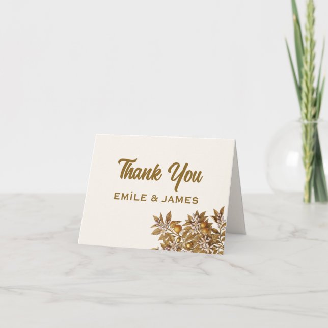 Tarjeta de agradecimiento de boda de flor de naran (Anverso)