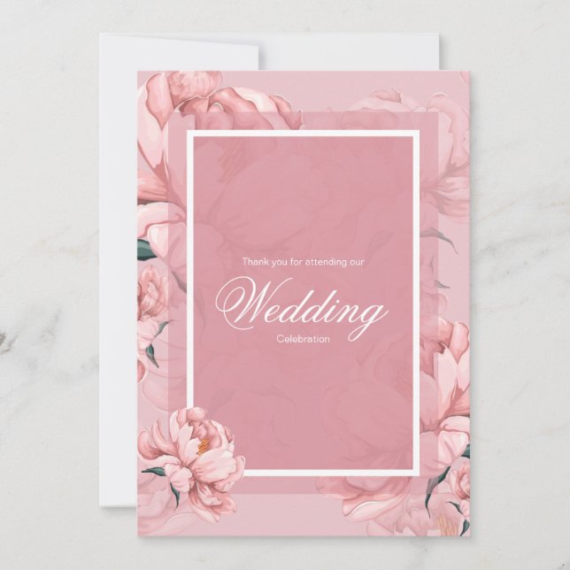 Tarjeta de agradecimiento de boda de flor de peoní (Anverso)