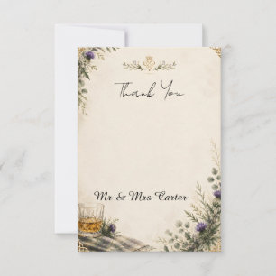 Tarjeta de agradecimiento de boda de flor silvestr