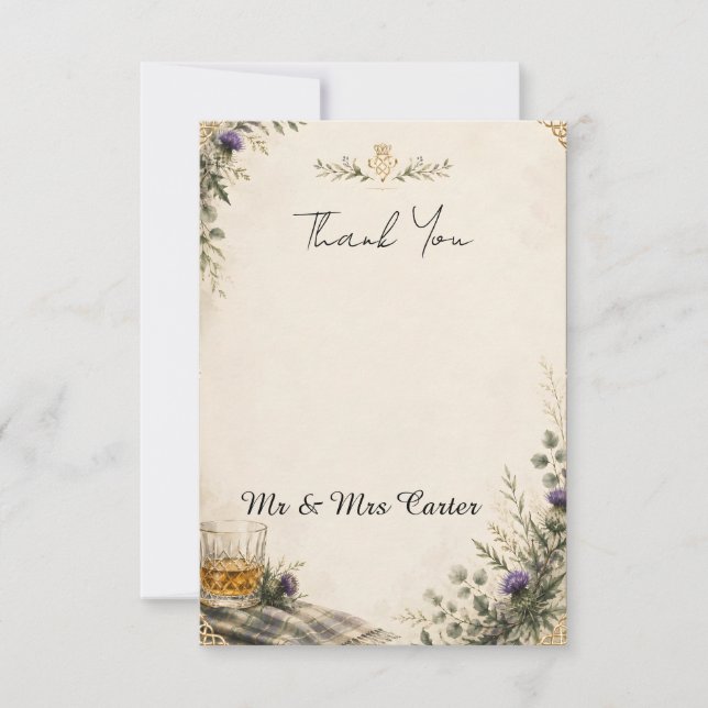 Tarjeta de agradecimiento de boda de flor silvestr (Anverso)
