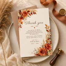 Tarjeta de agradecimiento de boda de florales de c