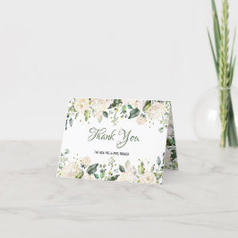 Tarjeta de agradecimiento de Boda de Flores Blanca