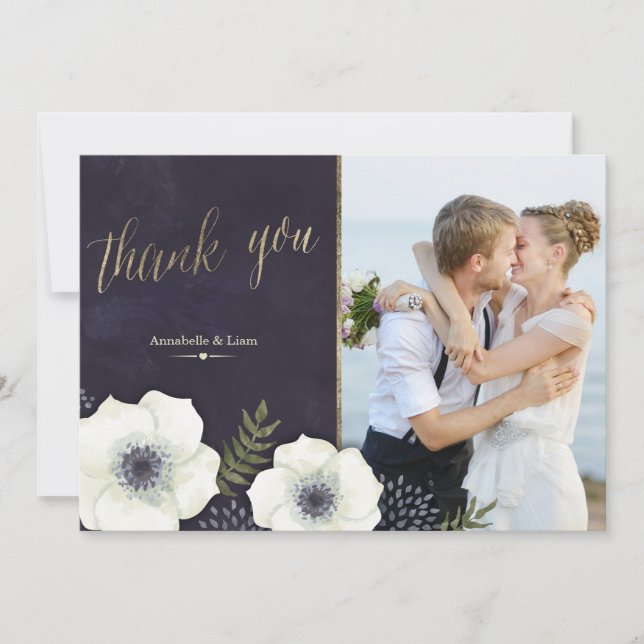 Tarjeta de agradecimiento de Boda de Flores de Noc (Anverso)