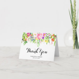 Tarjeta de agradecimiento de boda de flores de pri