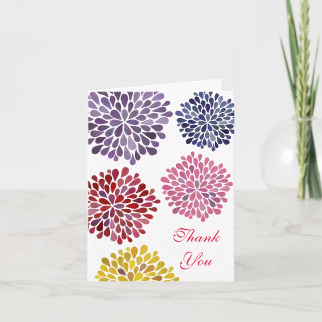 Tarjeta de agradecimiento de boda de flores de pri (Anverso)
