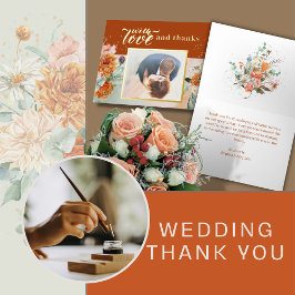 Tarjeta de agradecimiento de boda de flores de ter