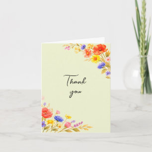 Tarjeta de agradecimiento de boda de flores silves