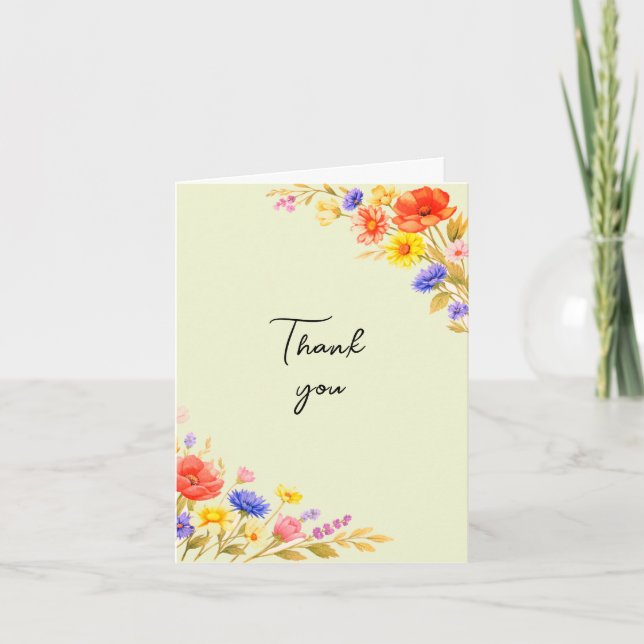 Tarjeta de agradecimiento de boda de flores silves (Anverso)