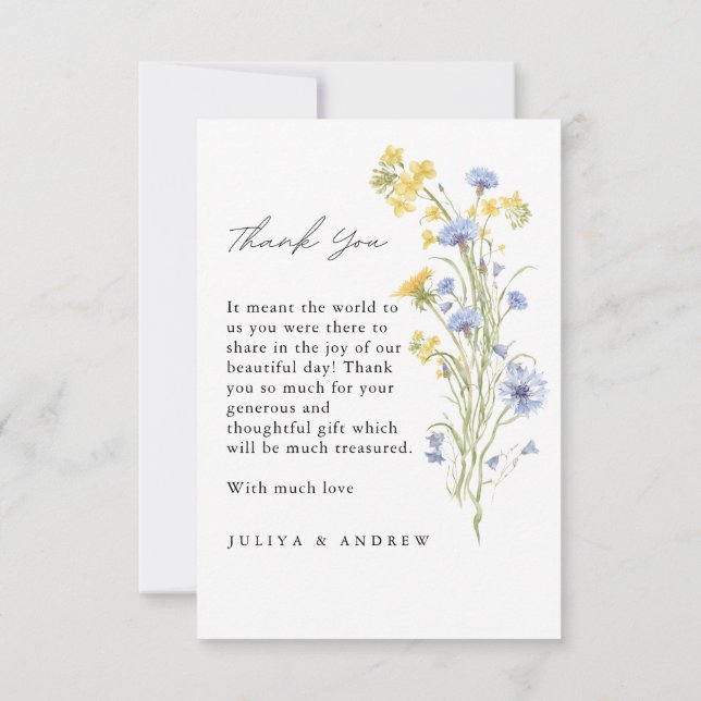 Tarjeta de agradecimiento de boda de flores silves (Reverso)