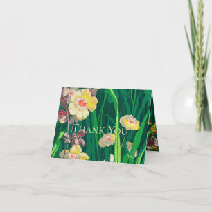 Tarjeta de agradecimiento de boda de flores silves