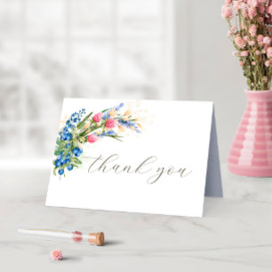 Tarjeta de agradecimiento de boda de flores silves