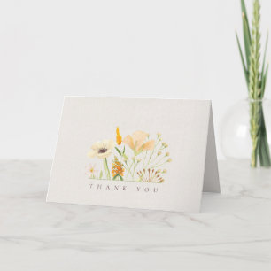 Tarjeta de agradecimiento de boda de flores silves