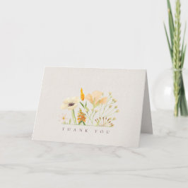Tarjeta de agradecimiento de boda de flores silves
