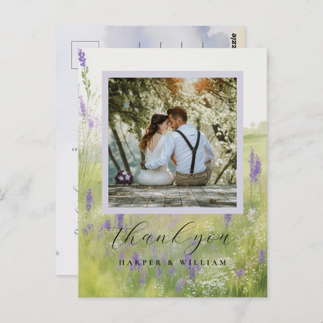 tarjeta de agradecimiento de boda de foto de paisa (Anverso / Reverso)