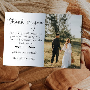 Tarjeta de agradecimiento de boda de foto elegante