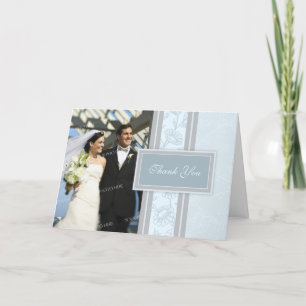 Tarjeta de agradecimiento de boda de foto floral a