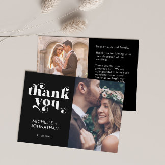 Tarjeta de agradecimiento de boda de foto minimali