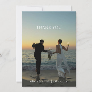 Tarjeta de agradecimiento de boda de foto moderna 
